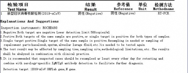 核酸報(bào)告單翻譯